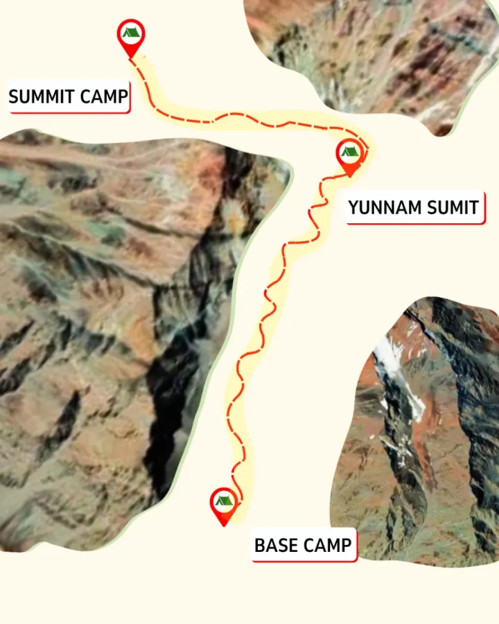 Yunam peak 6110m route map