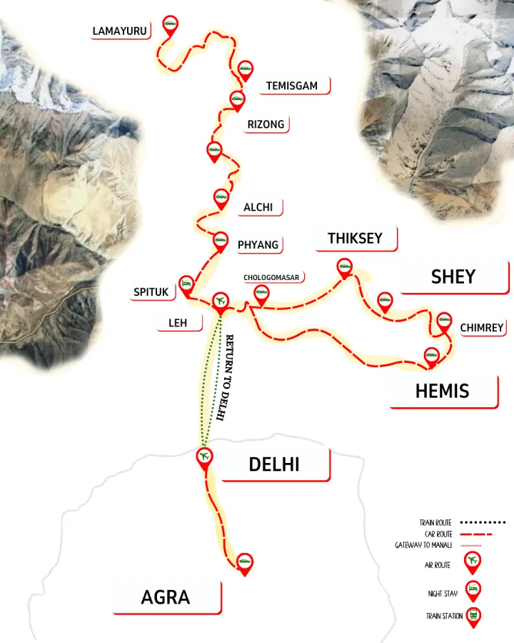 Exclusive Ladakh route map